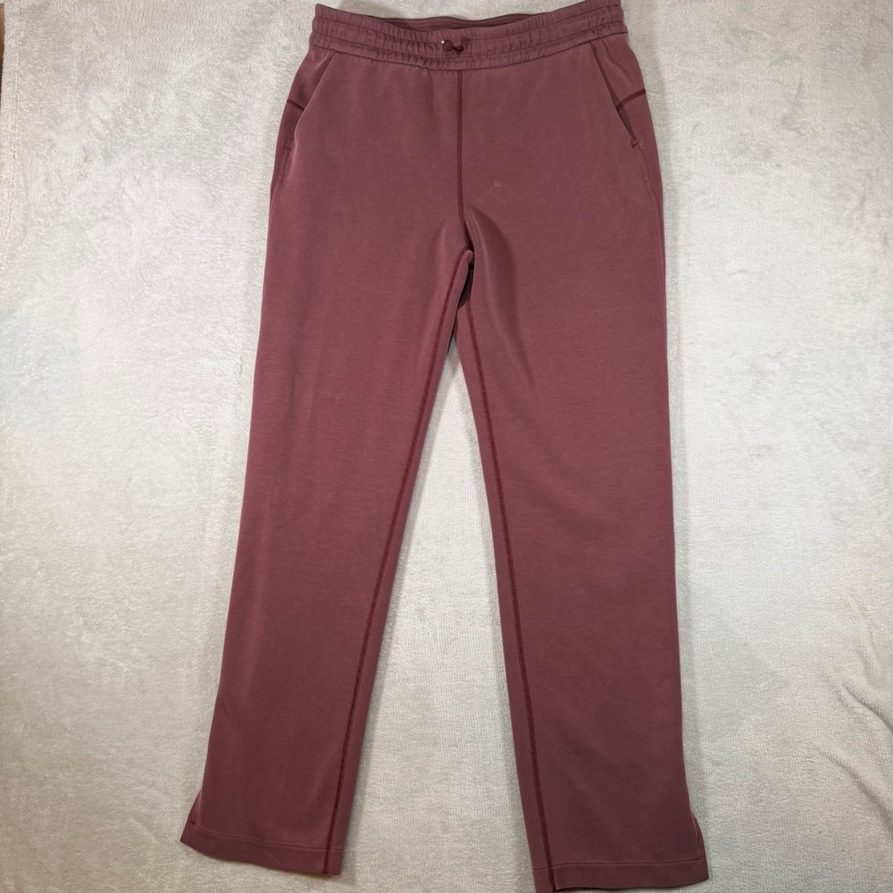 Lululemon Softstreme Straight Leg Pants Mauve Red Size 10 High Rise Slit Hem